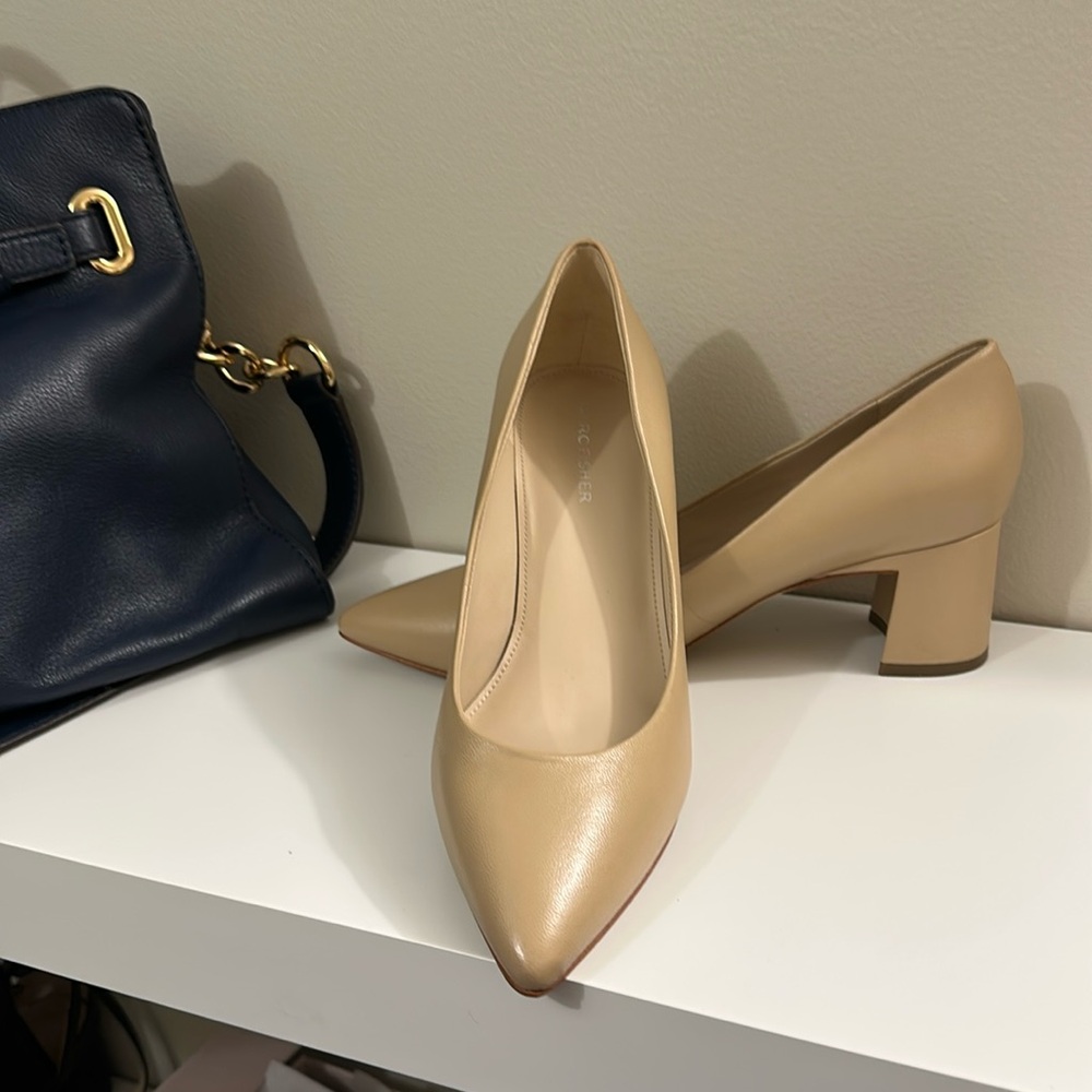Marc Fisher Light Natural Leather Block Heel